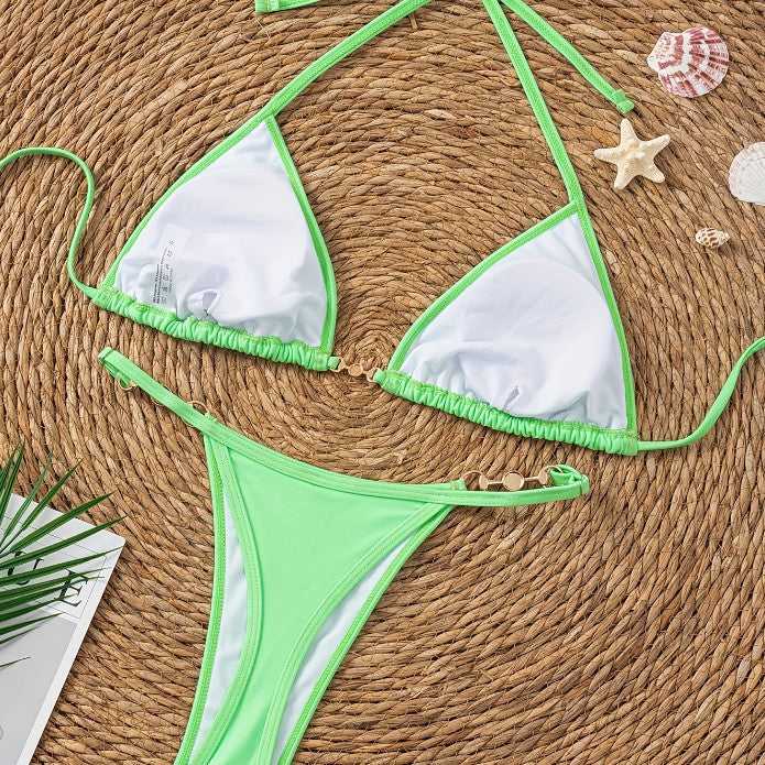 Damen Triangel-Bikini mit eleganten Perlendetails EB