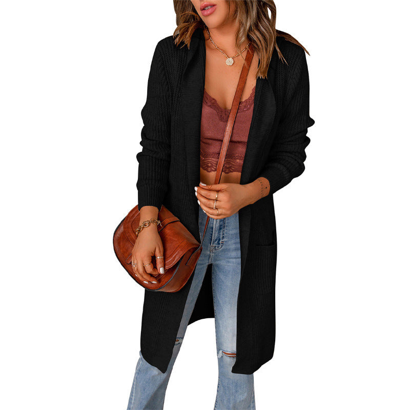 Damen Strickjacke mit tiefem V-Ausschnitt und praktischen Taschen EB
