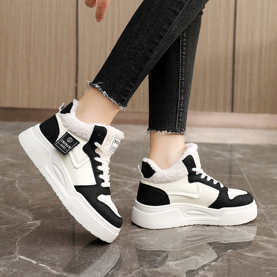 Damen hohe Modische Sneakers mit kuscheligem Innenfutter und sportlichem Design EB