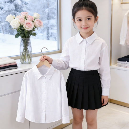 Mädchen elegante Bluse mit klassischem Kragen EB