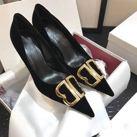 Damen elegante High Heel Pumps mit luxuriösem Design und goldenen Applikationen EB
