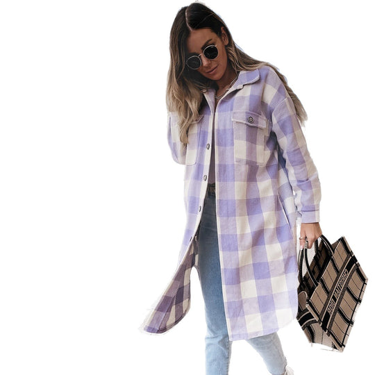 Damen Oversized Karohemdenjacke EB