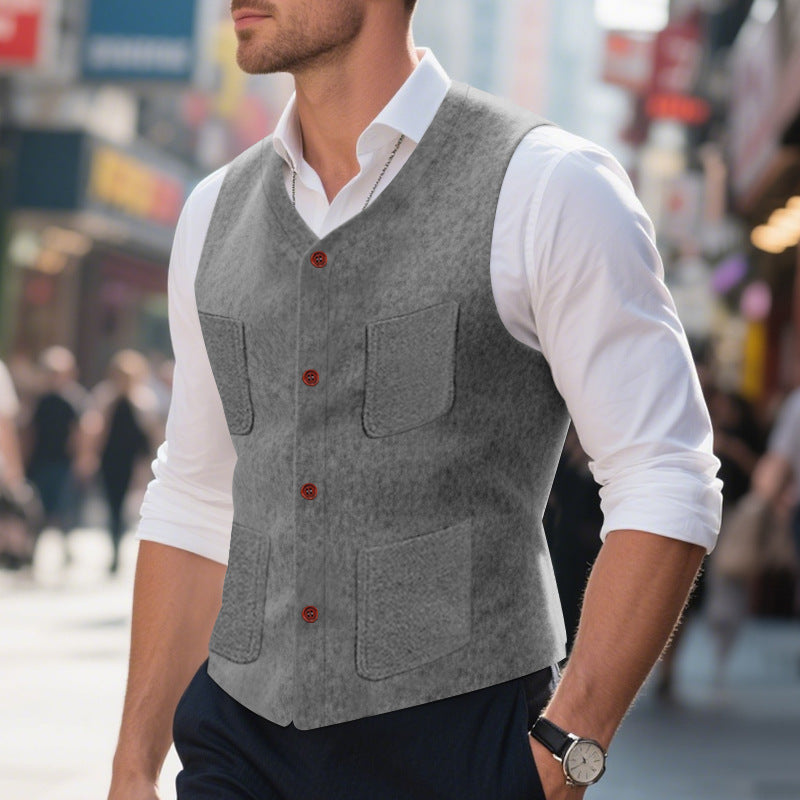 Herren elegante Weste mit praktischen Taschen und modischen Knopfdetails EB