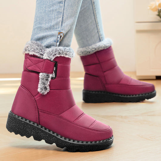Damen Warmgefütterte Winterstiefel mit rutschfester Sohle und verstellbarem Riemen EB