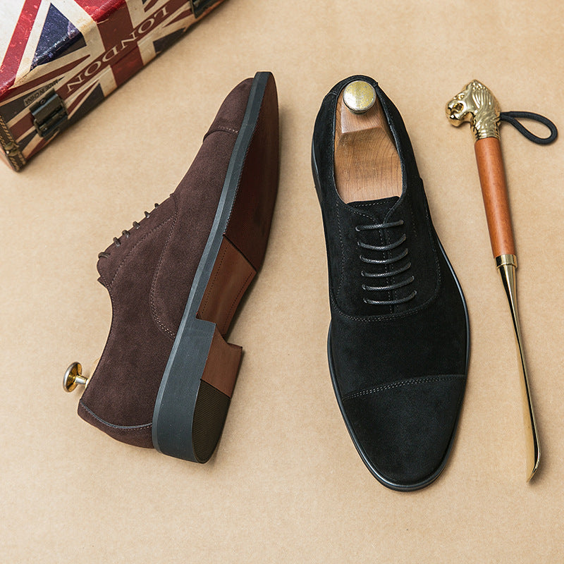 Herren elegante Veloursleder Oxford-Halbschuhe mit Kaptoefen-Detail, gepolstertem Komfortfußbett und rutschfester Gummisohle EB