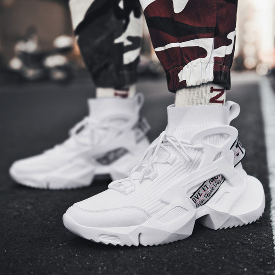 Damen Sportliche High-Top Sneakers mit elastischem Strick-Obermaterial und rutschfester Sohle EB