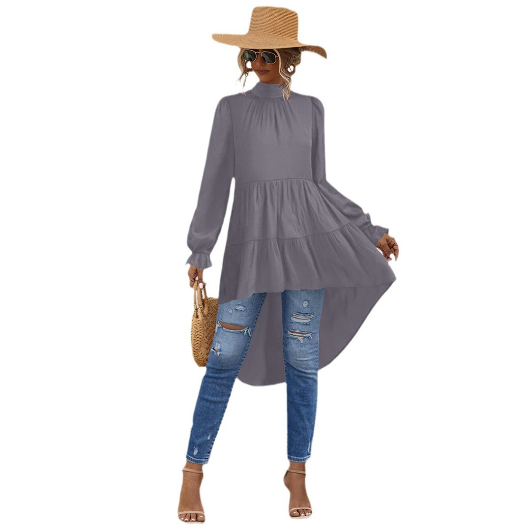 Damen Tunika mit gerafftem Design und asymmetrischem Saum EB