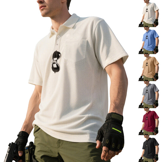 Herren Polo-Shirt mit atmungsaktivem Mesh-Gewebe und praktischer Brusttasche EB