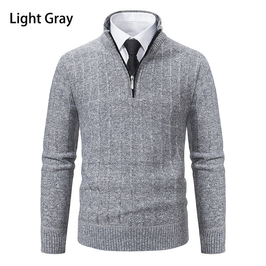 Herren Strickpullover mit hochabschließendem Kragen und Reißverschluss Taschen EB