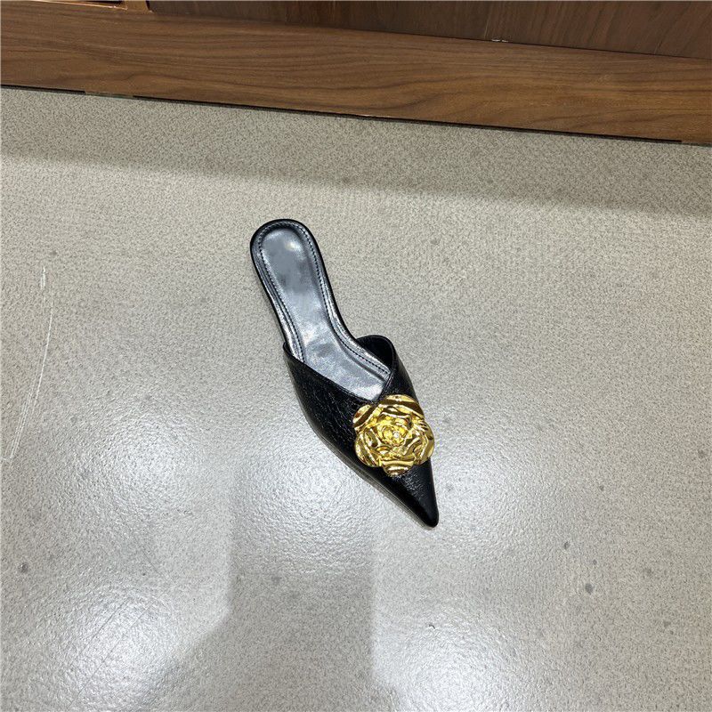 Damen elegante Mules mit Blumendekor EB