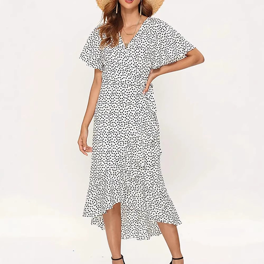 Damen Maxikleid mit floralem Design und schwingendem Saum EB