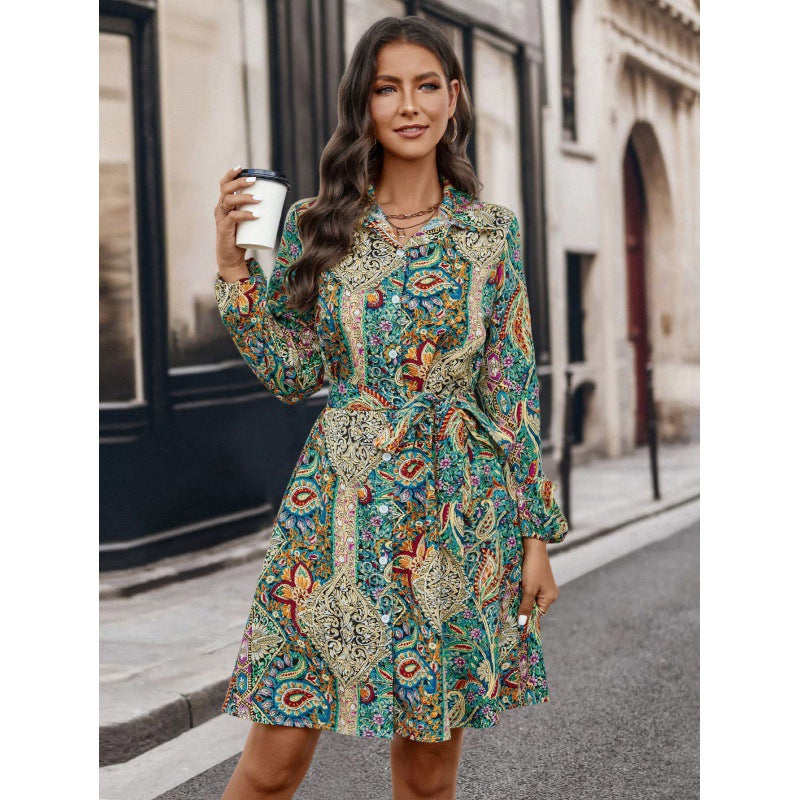 Damen Langarm Kleid mit floralem Muster EB