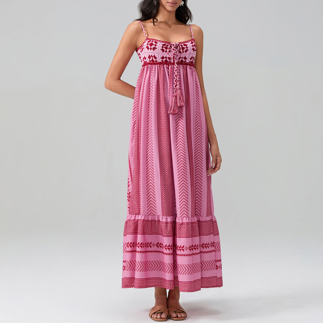 Damen Maxikleid mit raffiniertem Boho-Muster EB