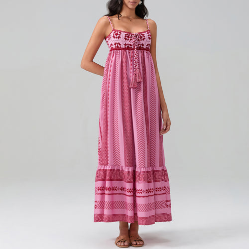 Damen Maxikleid mit raffiniertem Boho-Muster EB