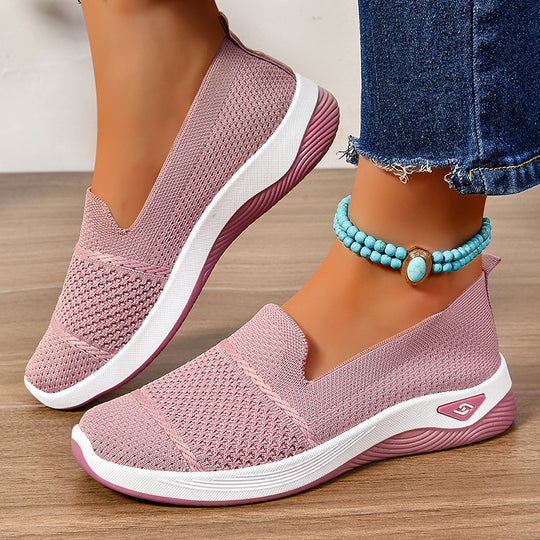 Damen Komfortable Slip-On Freizeit-Schuhe mit atmungsaktivem Obermaterial EB