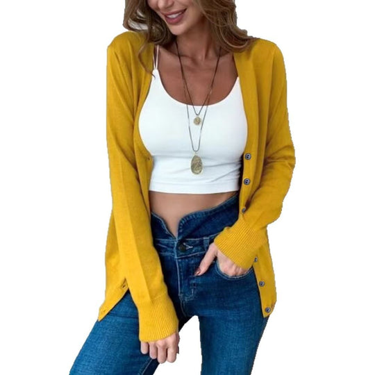 Damen elegante Strickjacke mit gewelltem Saum EB