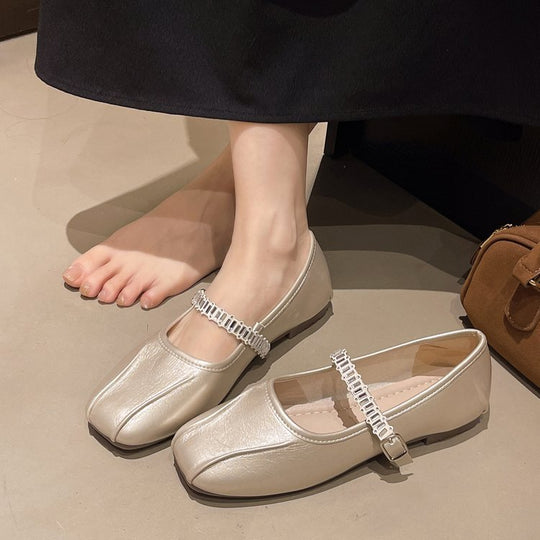 Damen elegante Ballerinas mit dekorativem Riemchen EB