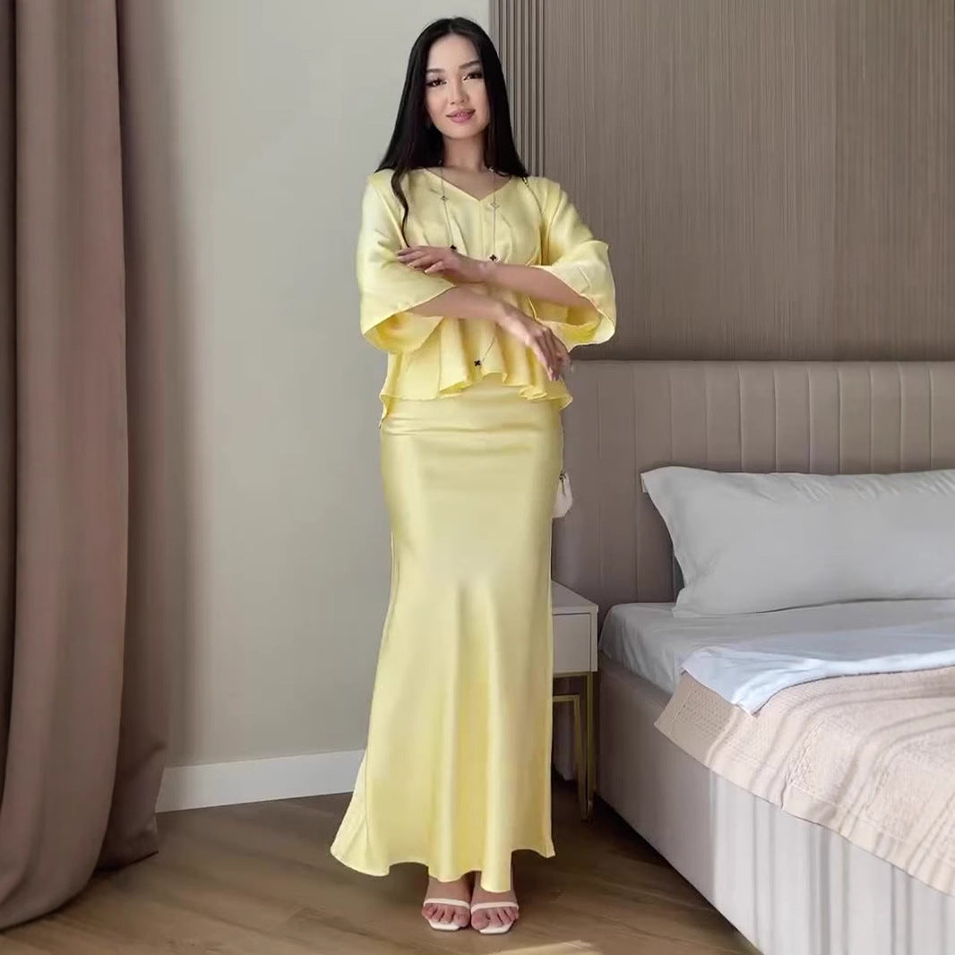 Damen Elegantes Wickelkleid mit fließendem Schnitt EB