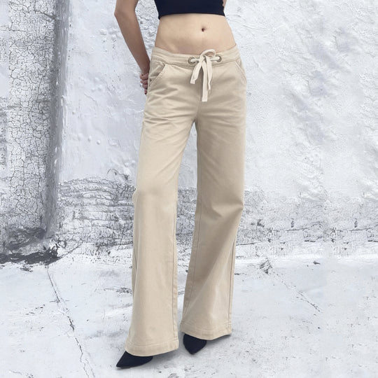 Damen nan weite Highwaist Cargo-Schlaghose mit Tunnelzug, Mehrfachtaschen und legerer Silhouette EB