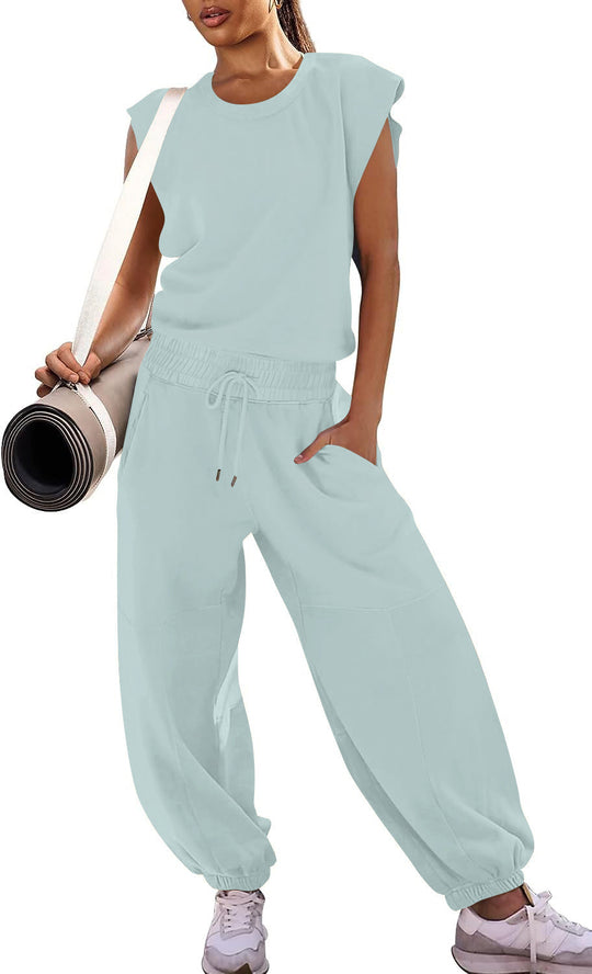 Damen lässiger Sweatanzug mit weiter Silhouette und elastischem Bund EB