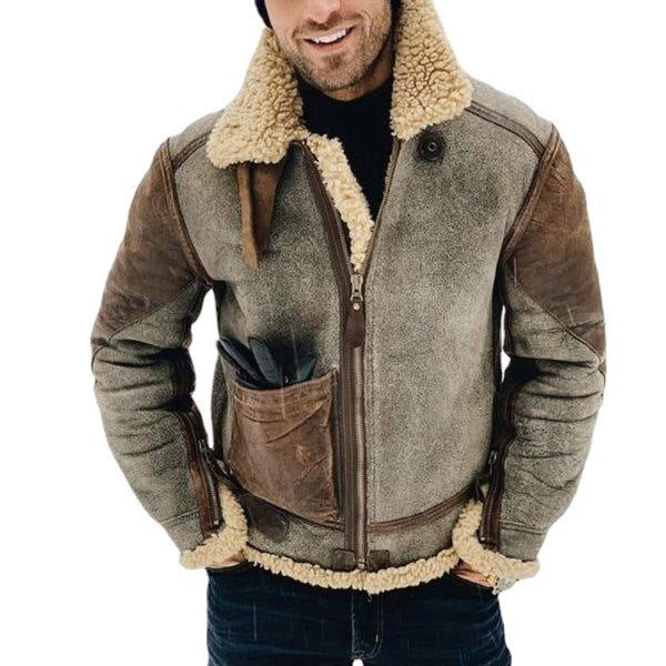 Herren Wool-Lederjacke mit warmem Innenfutter EB