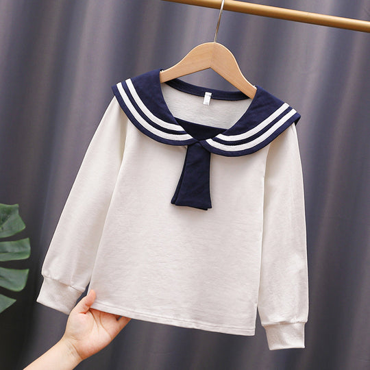 Mädchen Matrosen Sweatshirt mit stylischem Kragen EB