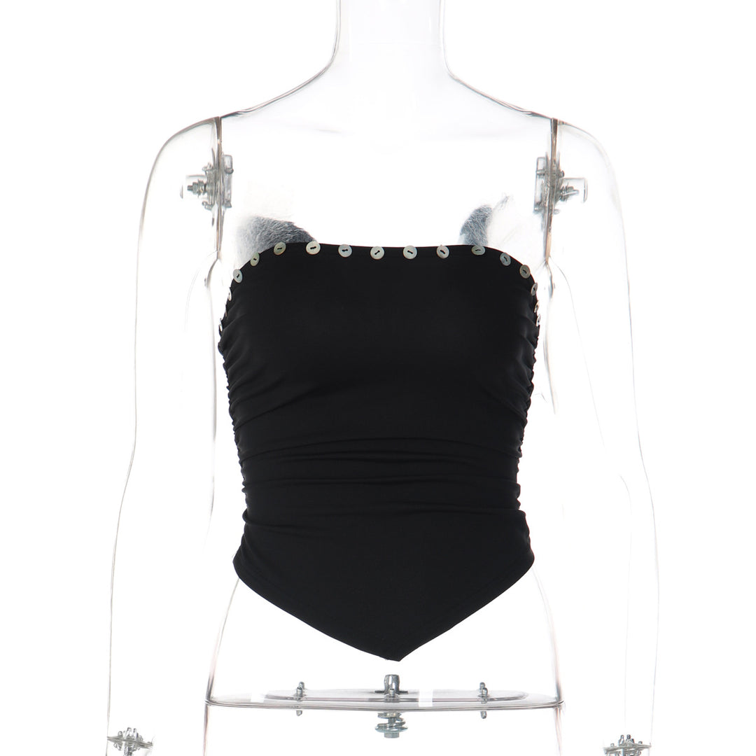 Damen Crop-Top mit raffinierten Rüschendetails und figurbetonter Passform EB