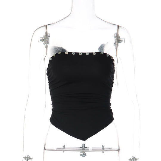 Damen Crop-Top mit raffinierten Rüschendetails und figurbetonter Passform EB