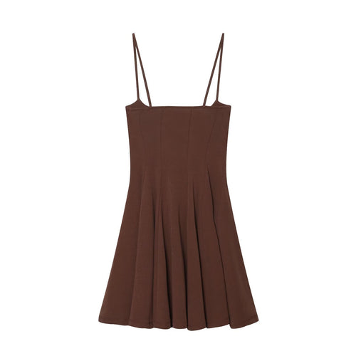 Damen luftiges Spaghettiträgerkleid mit schwingendem Rock EB