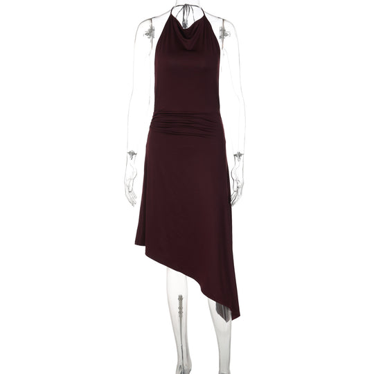 Damen Asymmetrisches Trägerkleid mit elegantem Drapierungsdesign EB