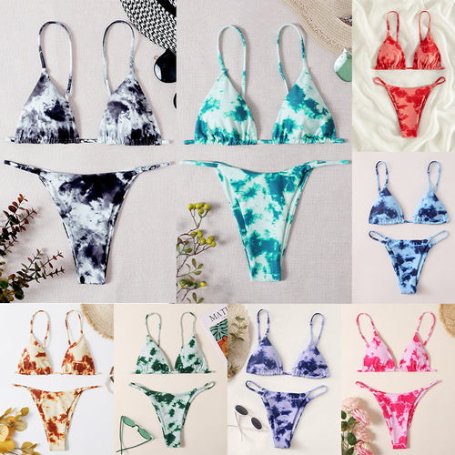 Damen Triangel-Bikini mit Raffung und verstellbaren Trägern EB