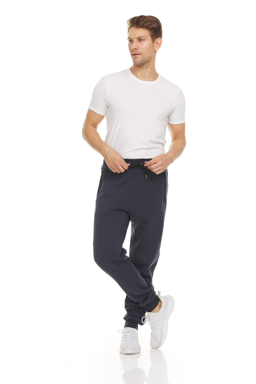 Damen nan taillierte Jogginghose mit seitlichen Reißverschlusstaschen, Kordelzug und schmalem Beinabschluss EB