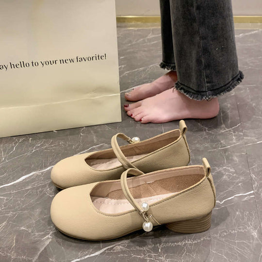 Damen Ballerinas mit elegantem Riemen und Perlendetails EB