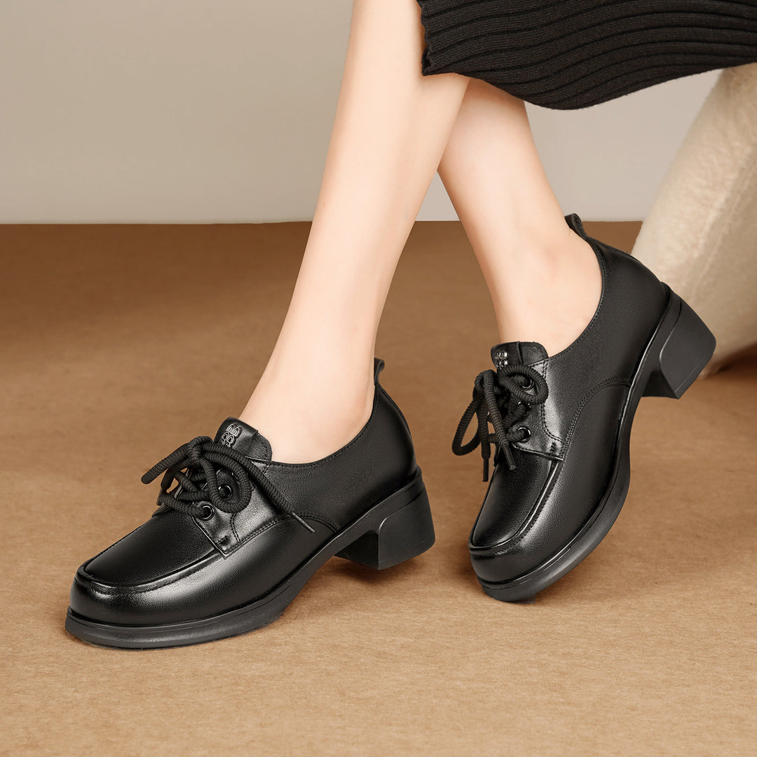 Damen Elegante Schnürschuhe mit komfortablem Blockabsatz EB