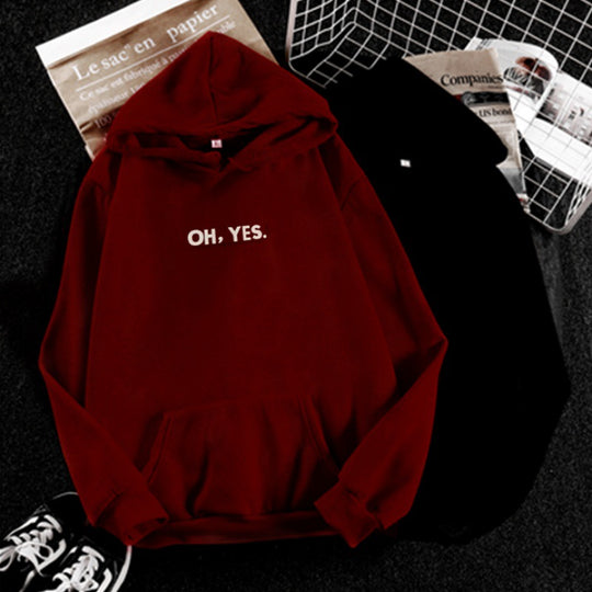 Damen nan Kapuzenpullover mit weichem Innenfutter, Kängurutasche und dezentem Frontprint EB