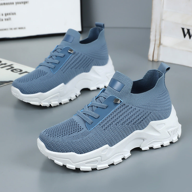 Damen Sportliche Slip-On Sneakers mit atmungsaktiver Strick-Oberfläche EB