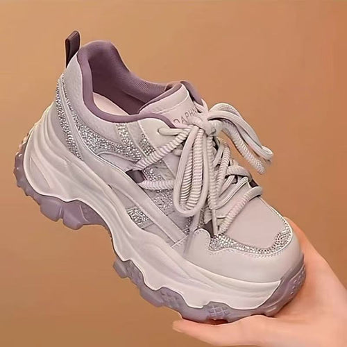 Damen Sportliche Sneakers mit auffälliger Dämpfung und glitzernden Akzenten EB