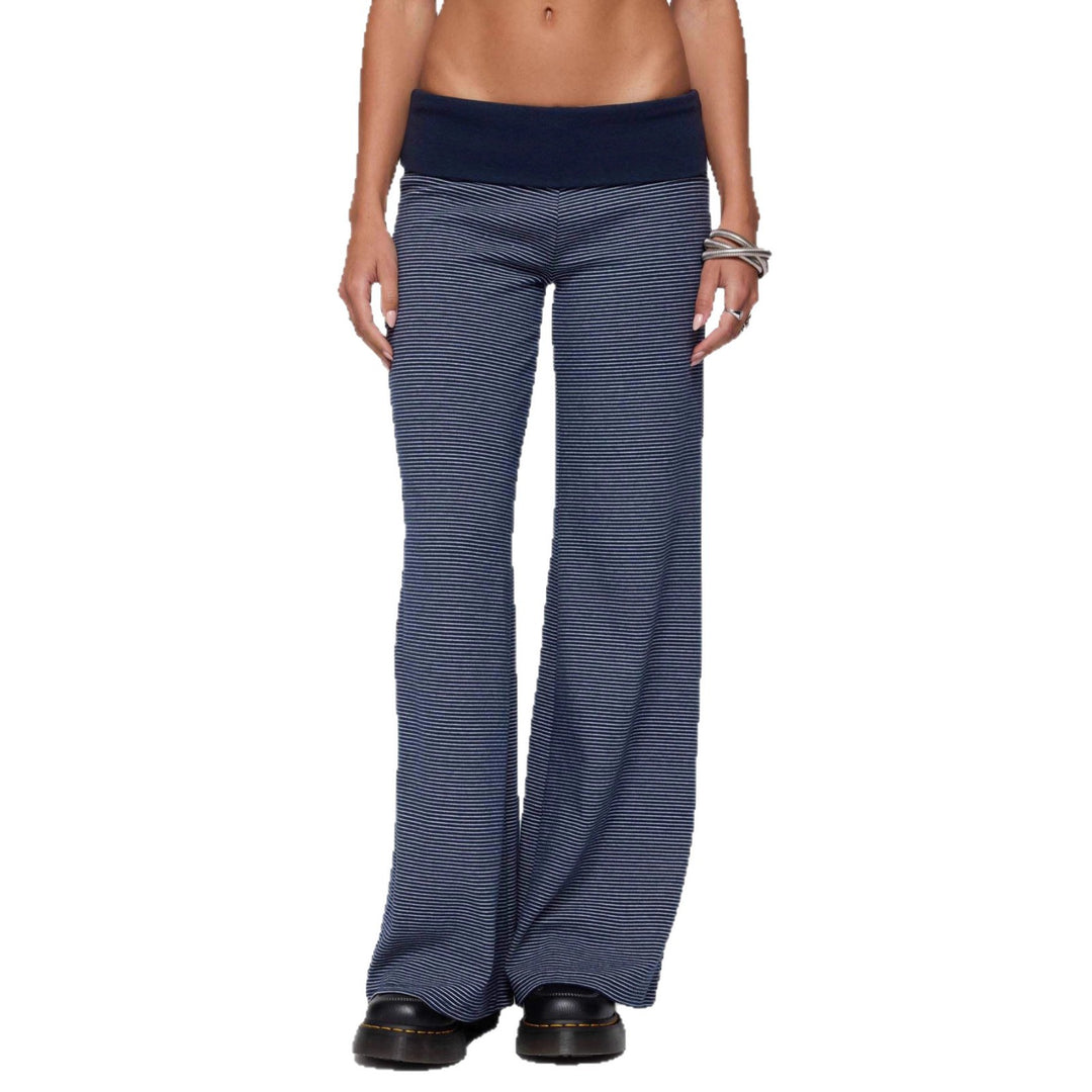 Damen weite Lounge-Hose mit elastischem Bund und maritimem Streifenmuster EB