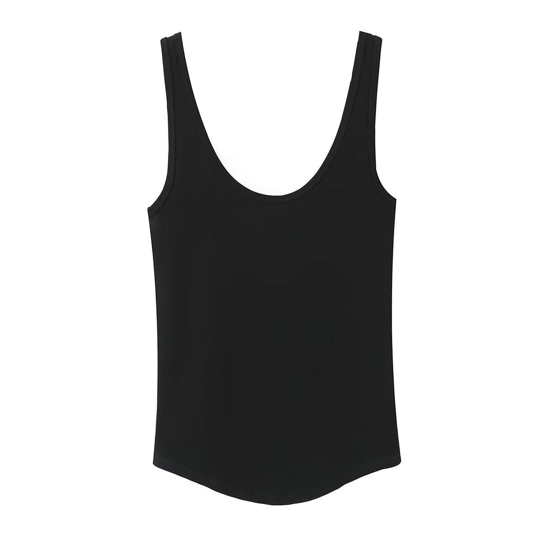 Damen hochwertiges Rippen-Top mit elegantem Rundhals und bequemer Passform EB