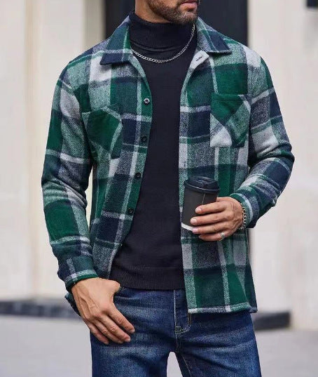Herren lässige Karomuster Hemdjacke EB