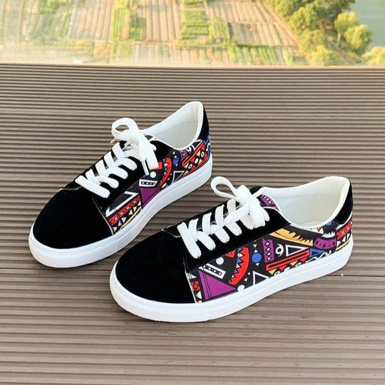 Damen modische Sneakers mit buntem Ethno-Muster EB