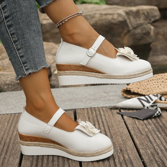 Damen Wedge Sandalen mit floralem Dekor EB