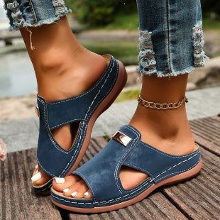 Damen Modische Slipper mit elegantem Riemendetail EB