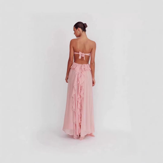 Damen Maxi-Kleid mit raffinierten Rüschendetails EB