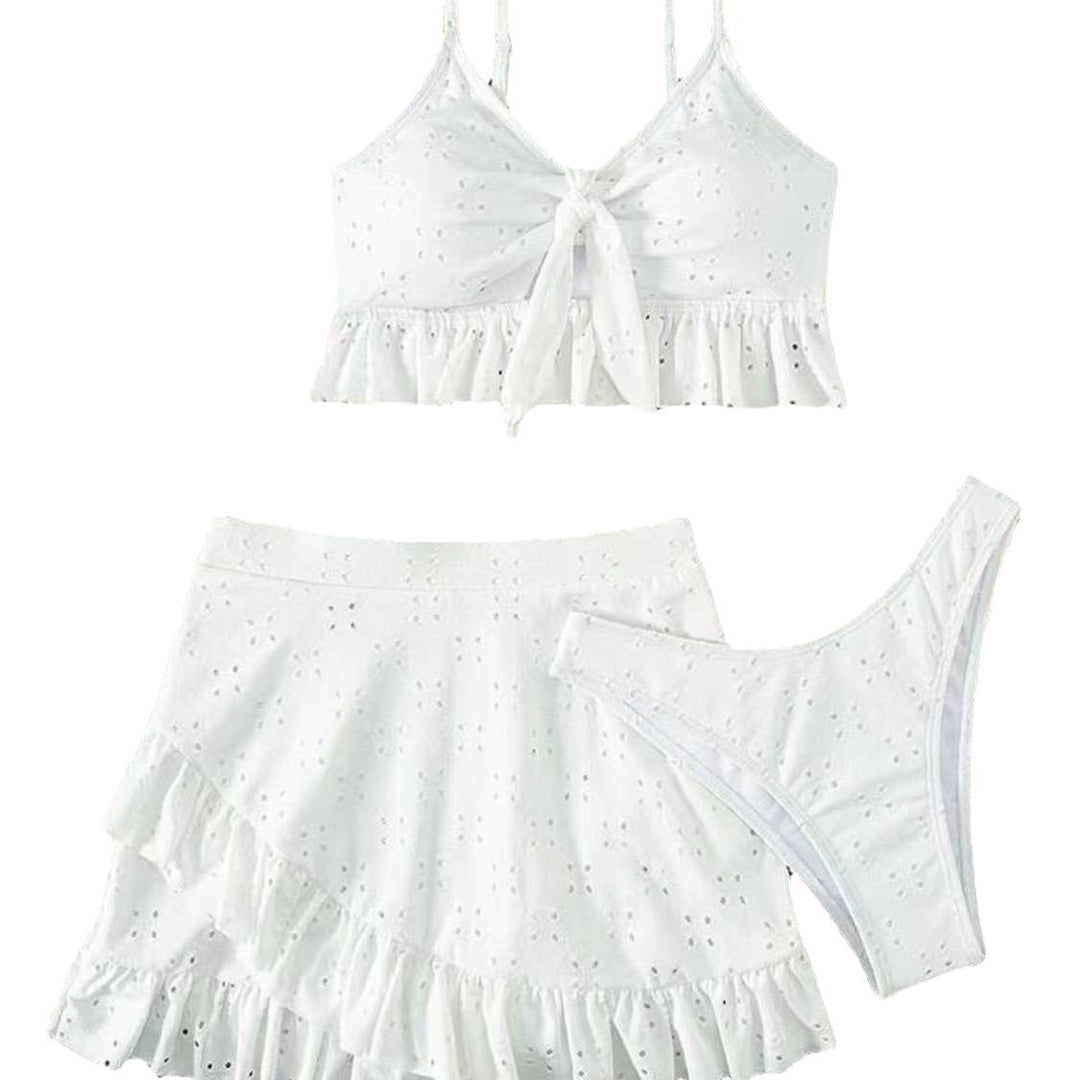 Damen Crop-Top und Minirock-Set mit verspielten Rüschendetails EB