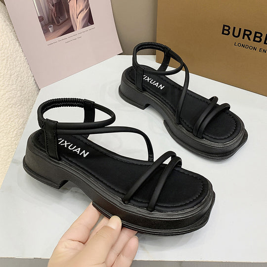 Damen modische Sandalen mit verstellbaren Riemen und ergonomischer Sohle EB