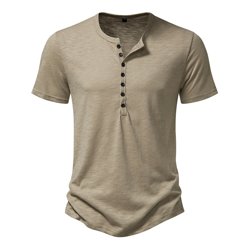 Herren Kurzarm Henley-Shirt mit dekorativer Knopfleiste EB