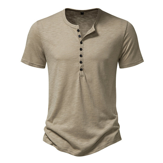 Herren Kurzarm Henley-Shirt mit dekorativer Knopfleiste EB