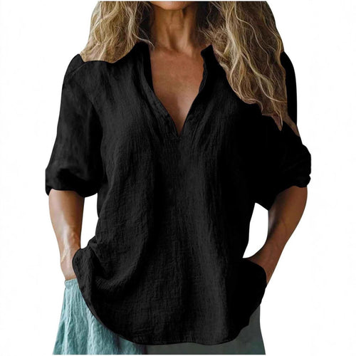 Damen lässige Leinenbluse EB
