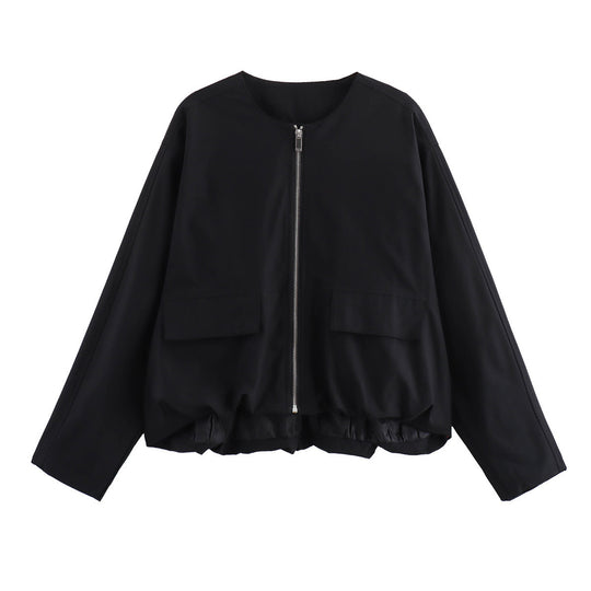Damen lässige Steppjacke mit praktischen aufgesetzten Taschen und elastischem Bund EB